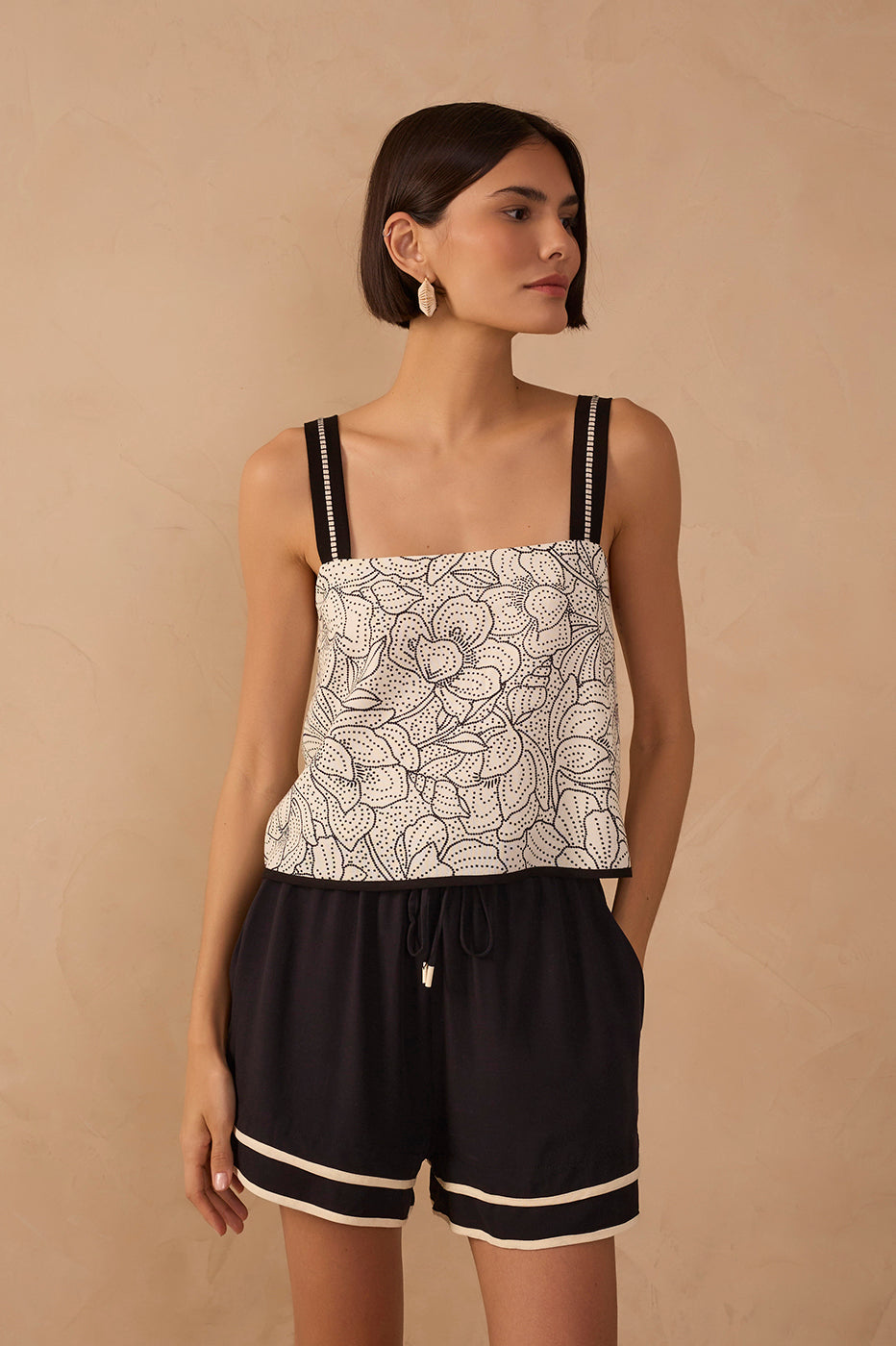 Linen Print Ponto A Ponto Top_1