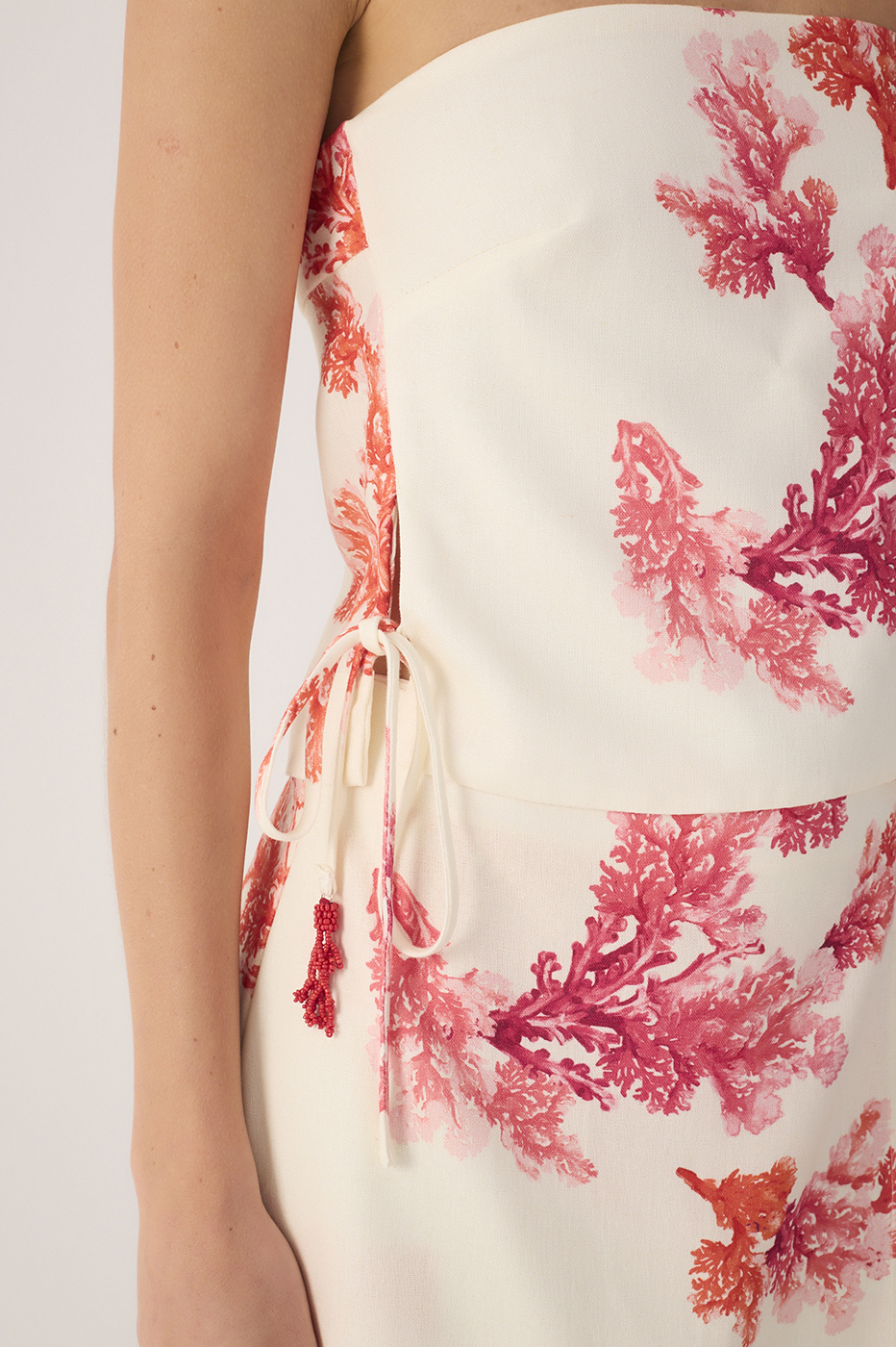 Coral Print Linen Blouse