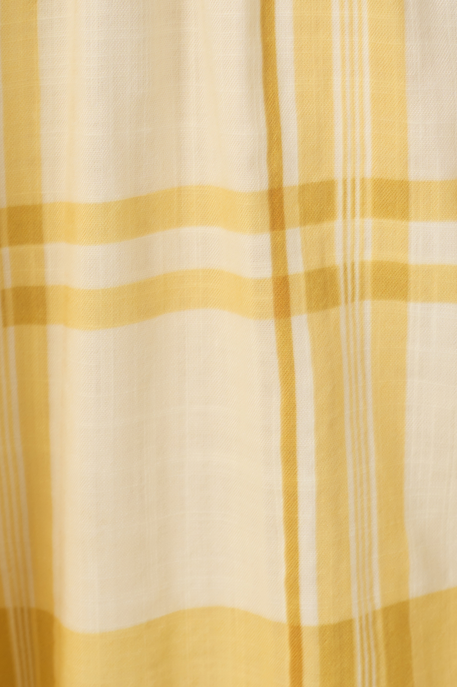 Yellow Plaid Puff Sleeves Tie-Front Blouse_7