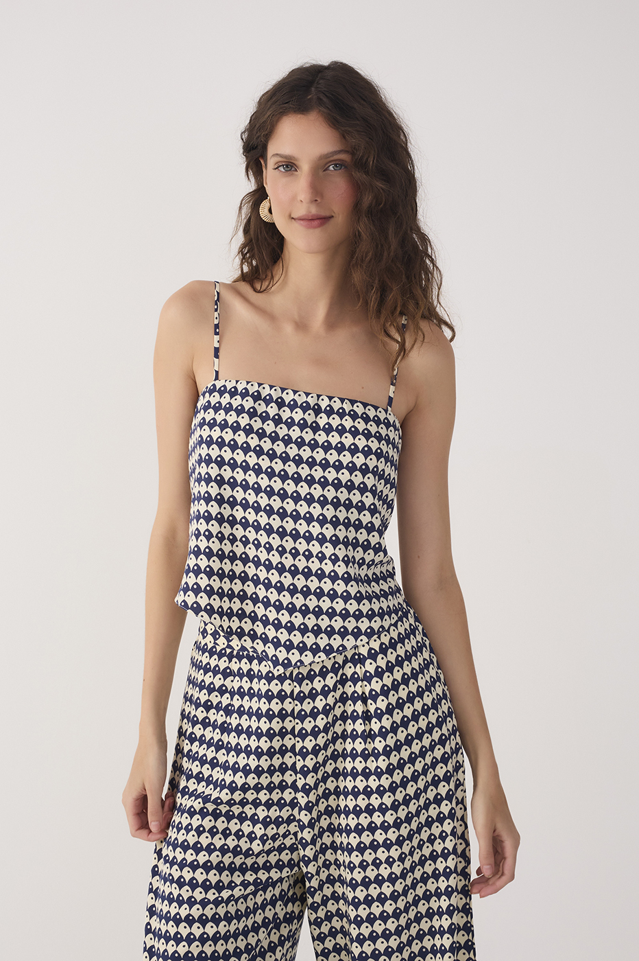 Blue Escama Square Neck Back Ties Blouse_2