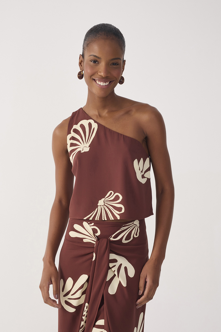 Brown Mares One-Shoulder Asymmetrical Blouse_2