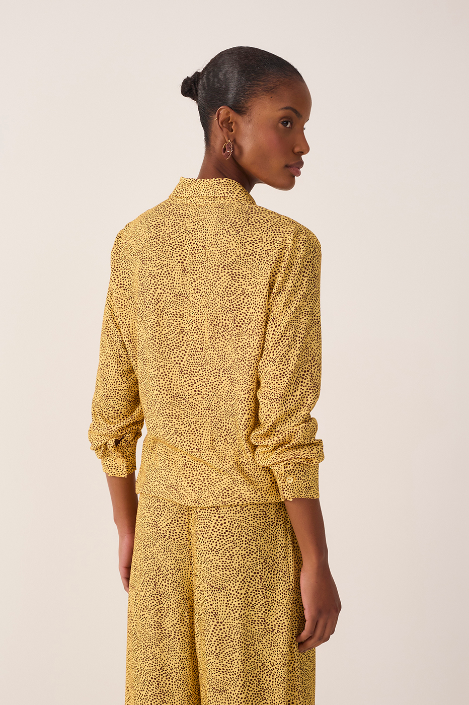 Yellow Gotas Collared Long Sleeve Shirt_6