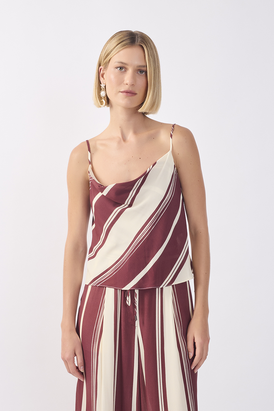 Brown Stripes Adjustable Straps Blouse_2