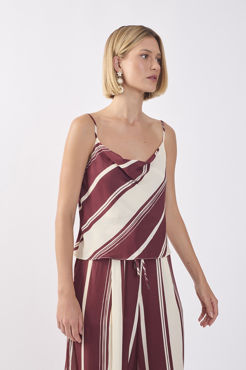 Brown Stripes Adjustable Straps Blouse_3
