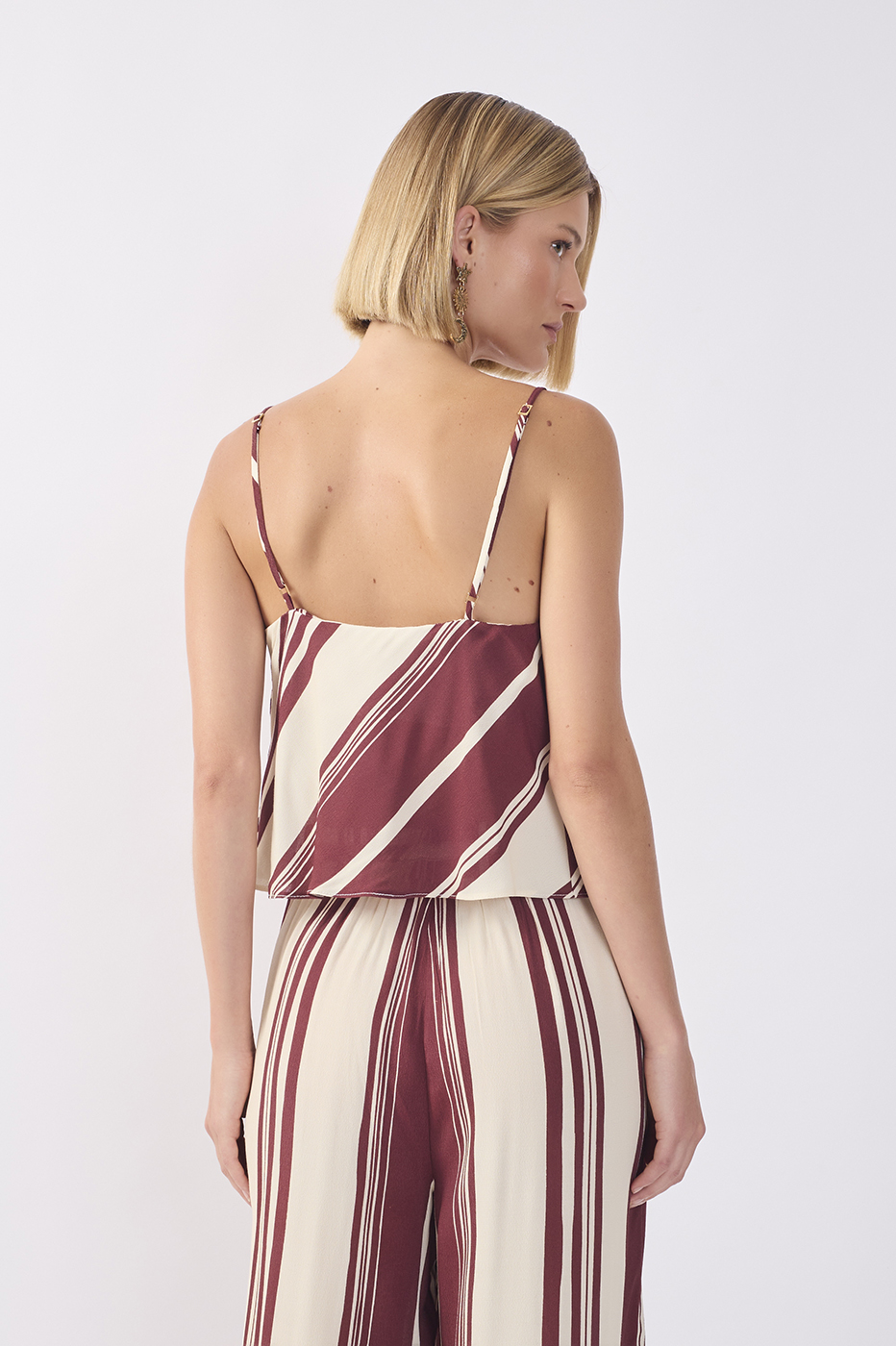 Brown Stripes Adjustable Straps Blouse_5