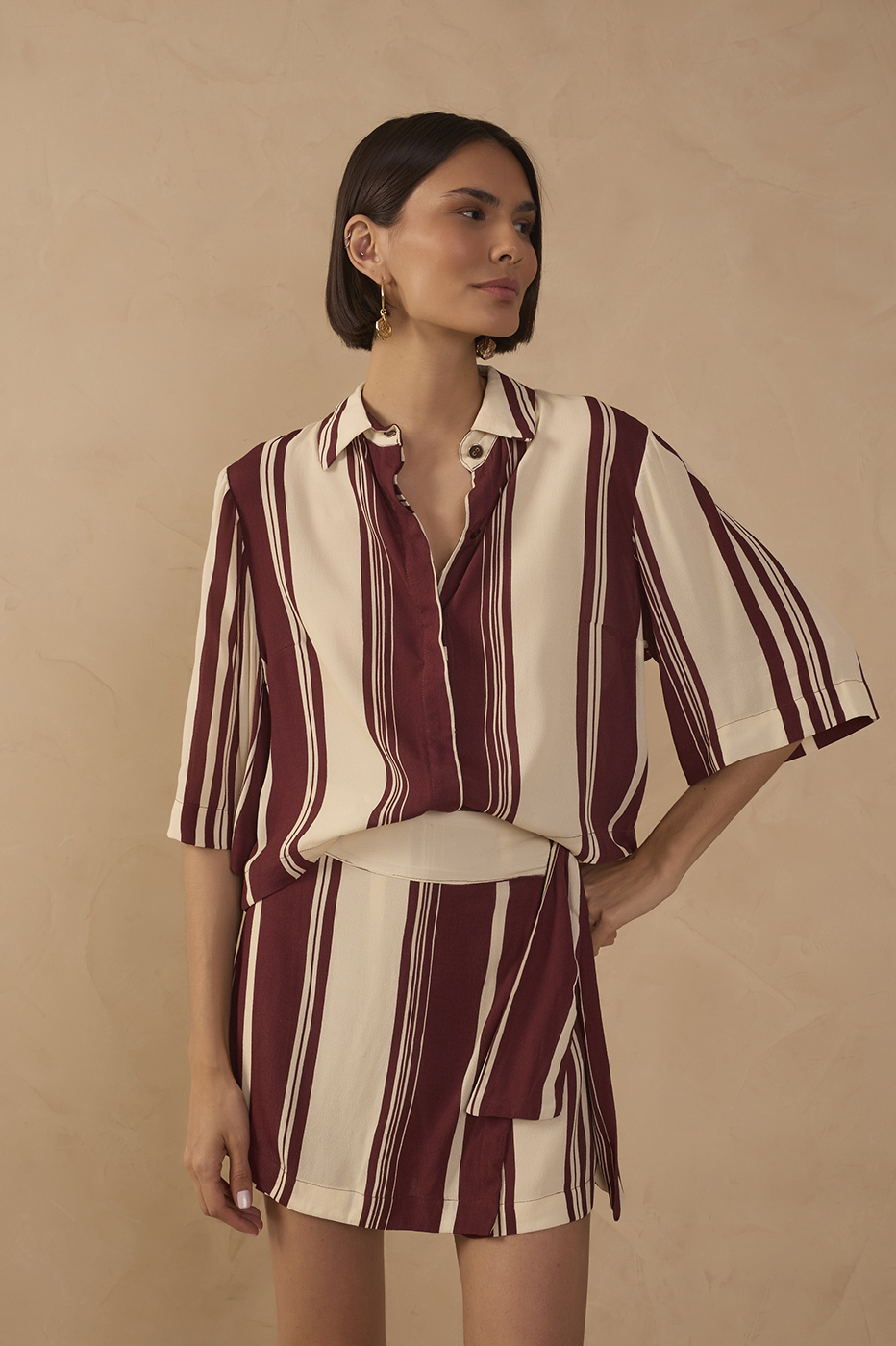 Off-White Stripes Solene Midi Sleeve Shirt_1