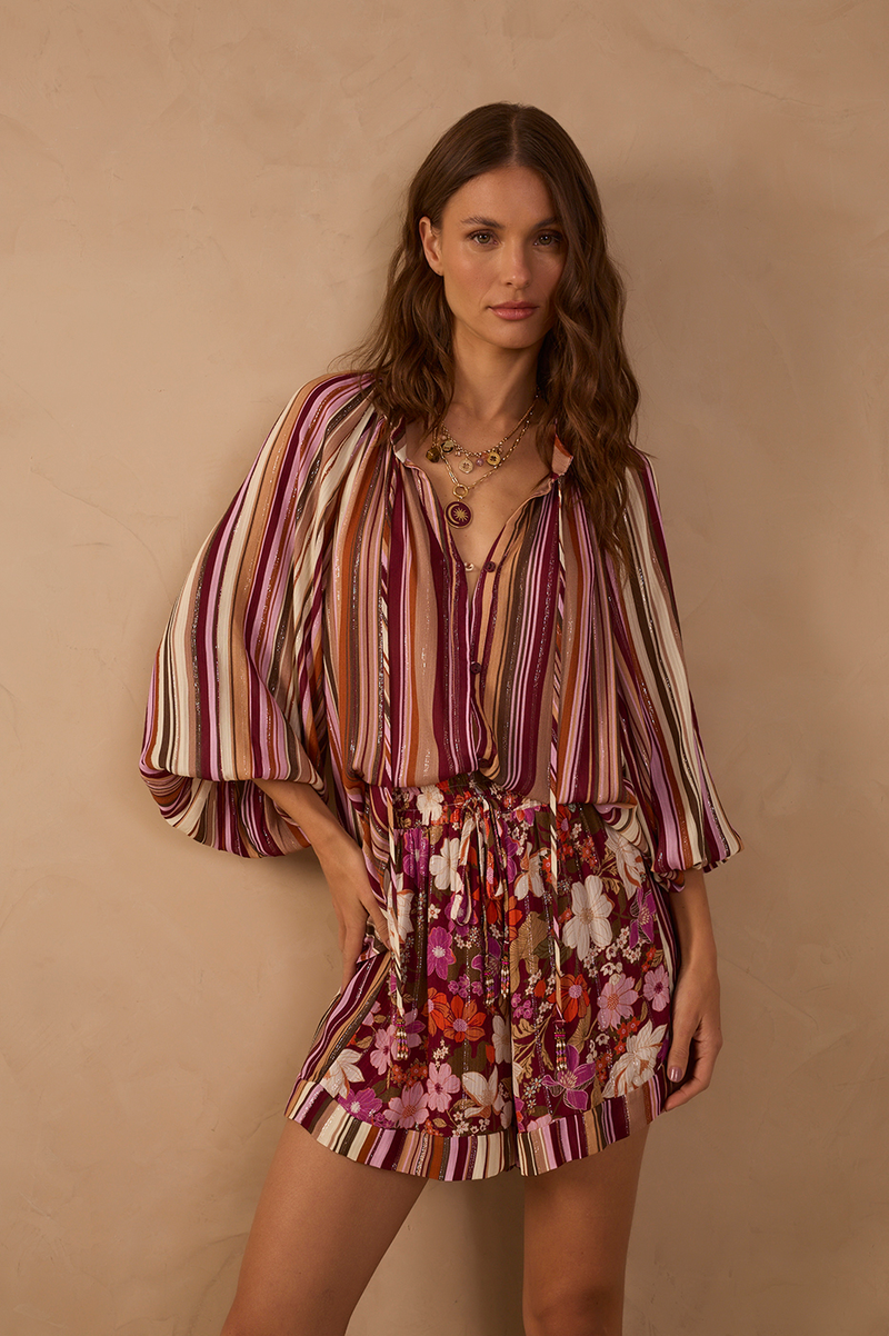 Aurora Stripes Lurex Front Ties Blouse_1