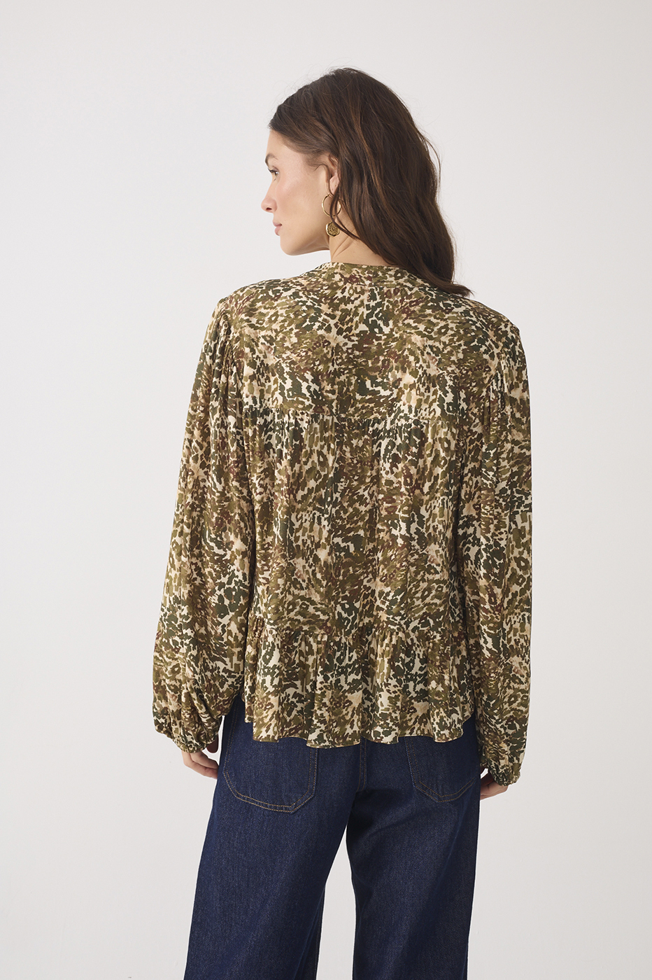 Green Front Ties Wide Sleeve Blouse_6