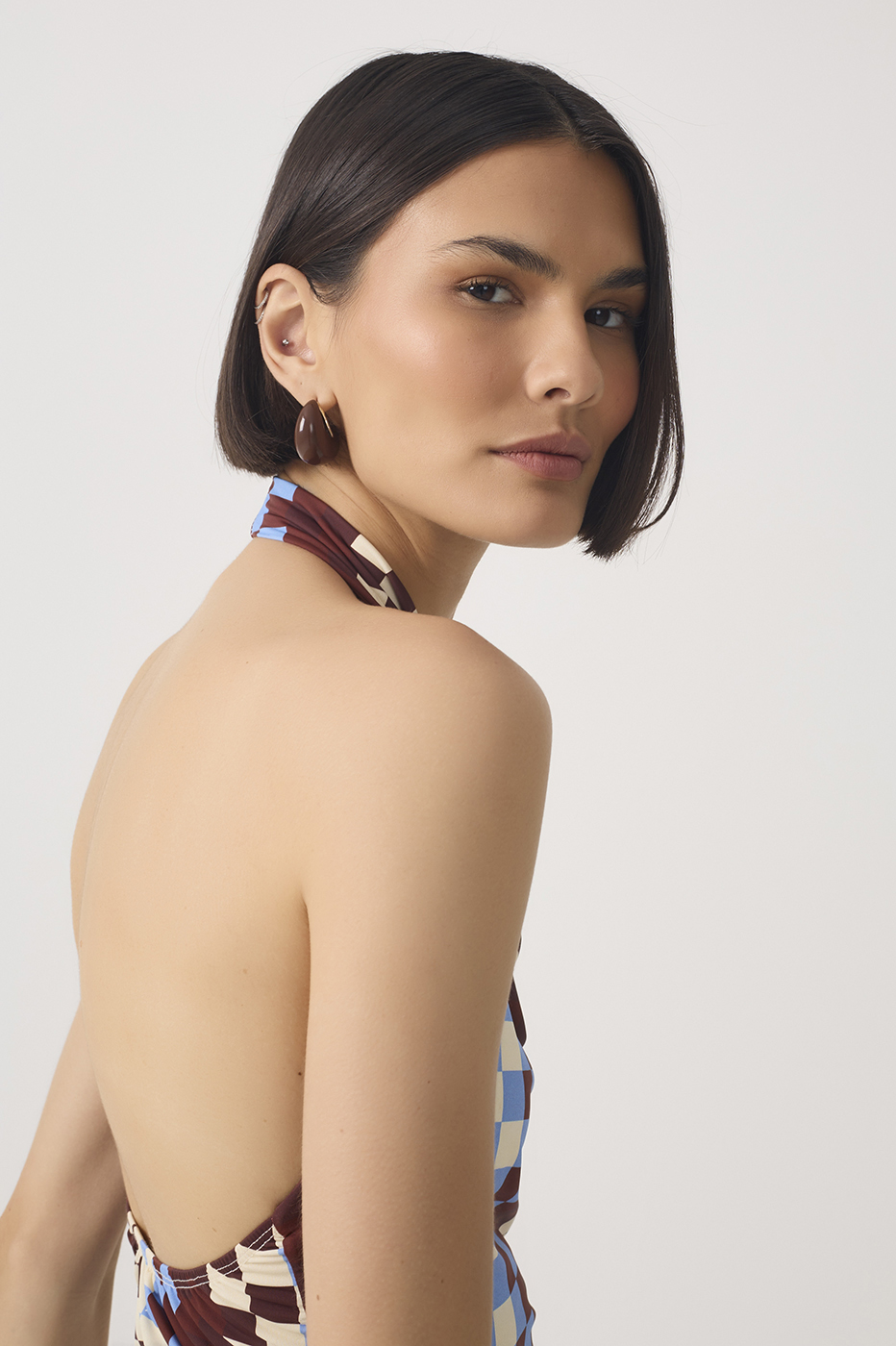 Multicolor Draped Neck Jersey Blouse_5