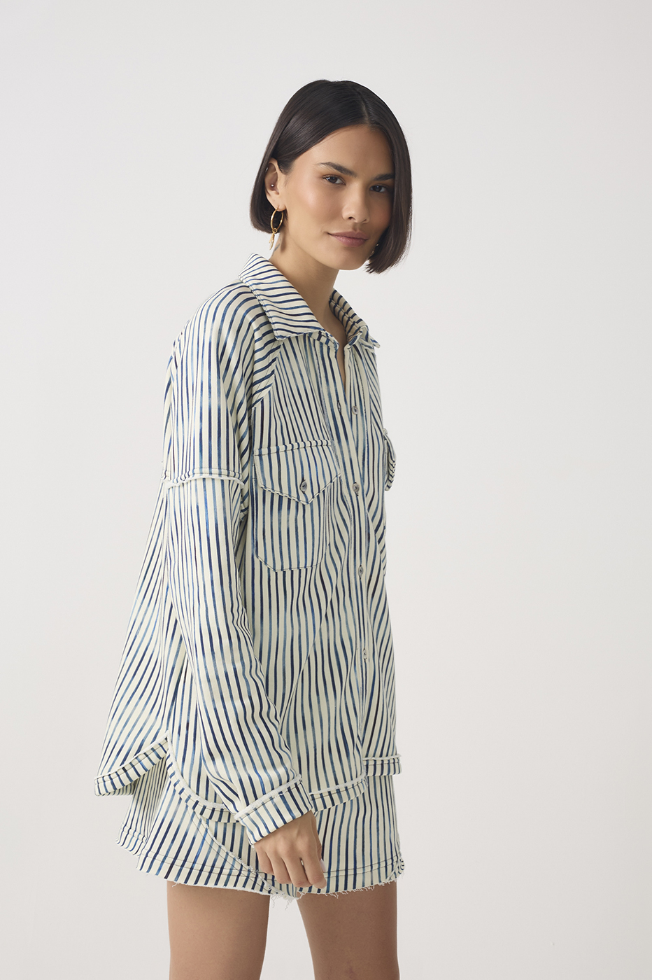 Blue Stripes Collared Front Pocket Shirt_2