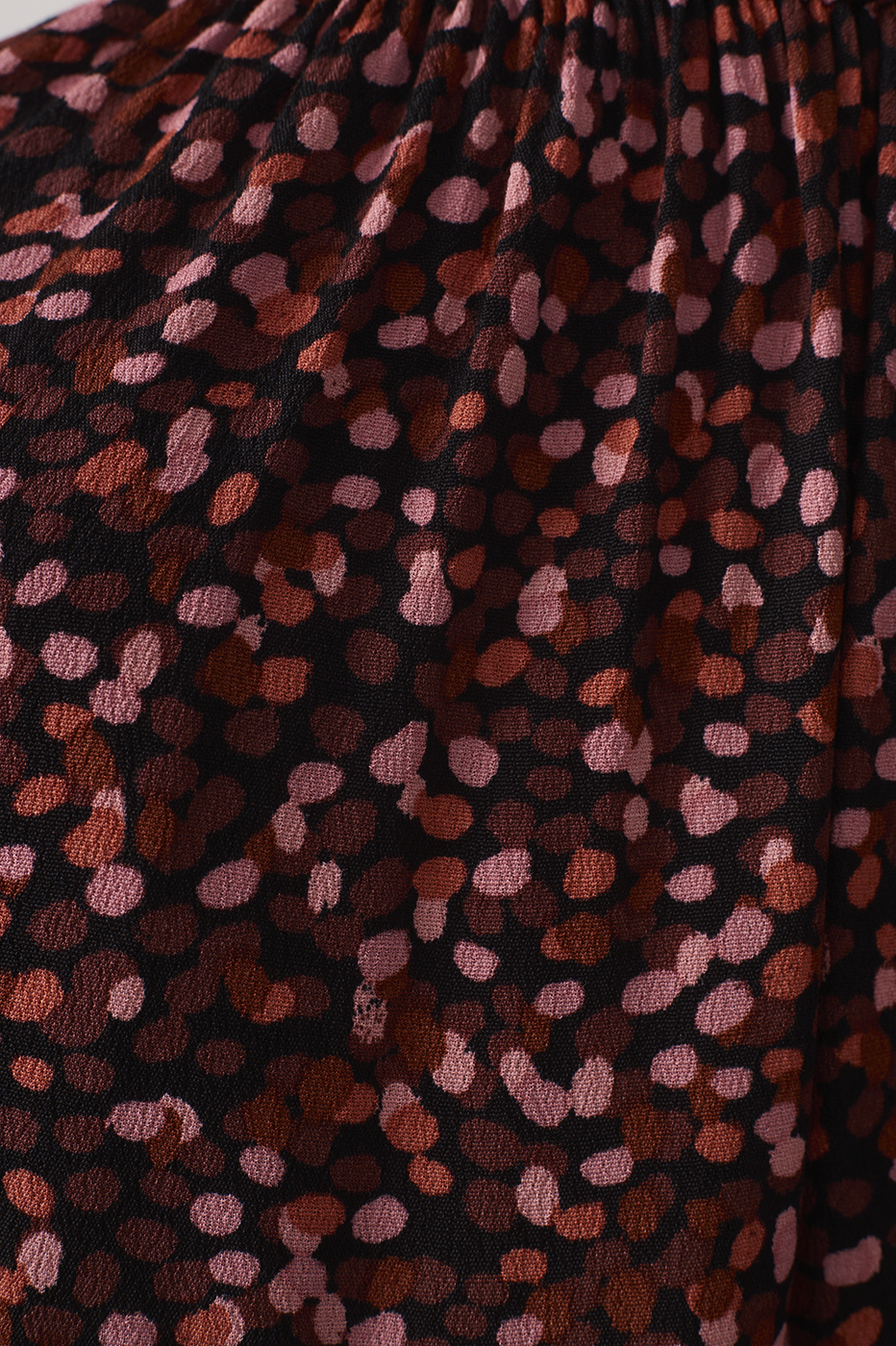Brown High Neck Smocked Blouse_6