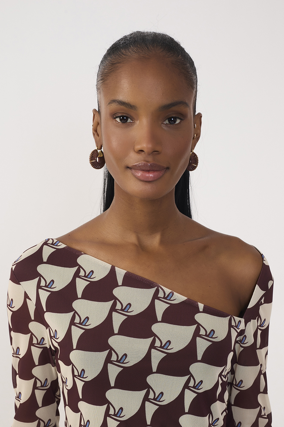Asymmetric Tulle Pureza Print Blouse_4