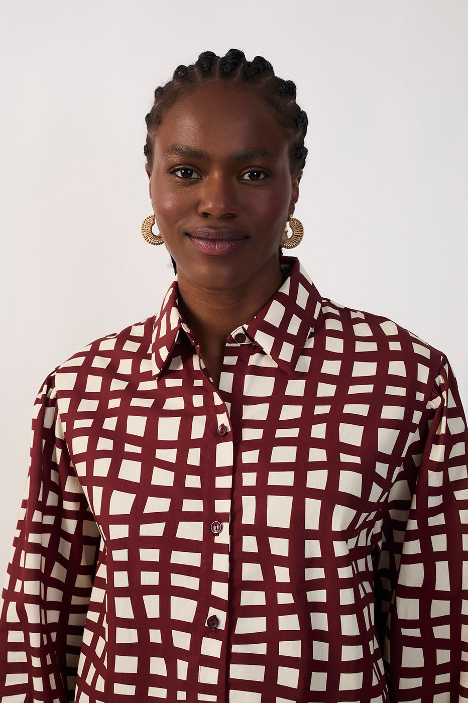 Wine Trama Collared Buttoned Shirt_5