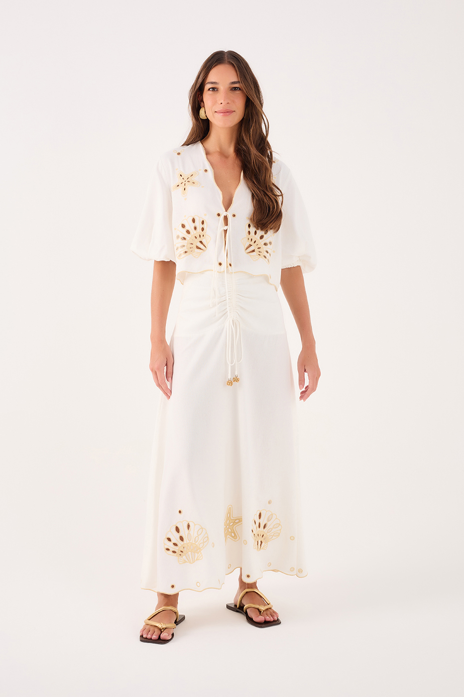 Linen Top With Richelieu Embroidery_1