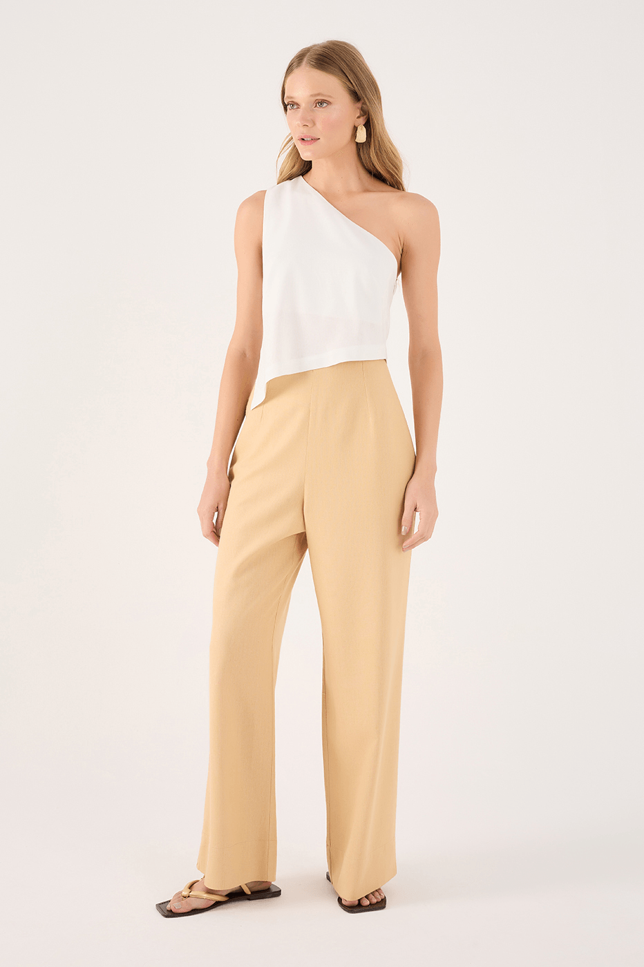 Asymmetric One-Shoulder Linen Blouse_2