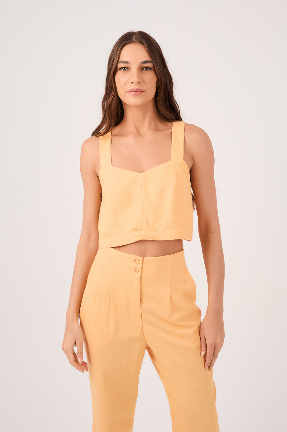Orange Linen Bust Dart Blouse