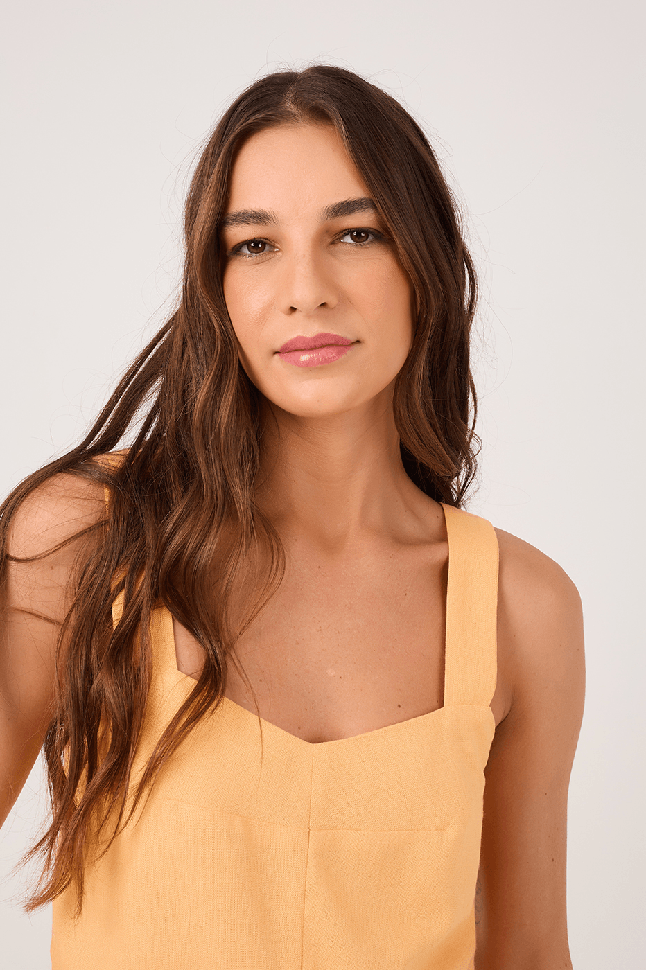 Orange Linen Bust Dart Blouse
