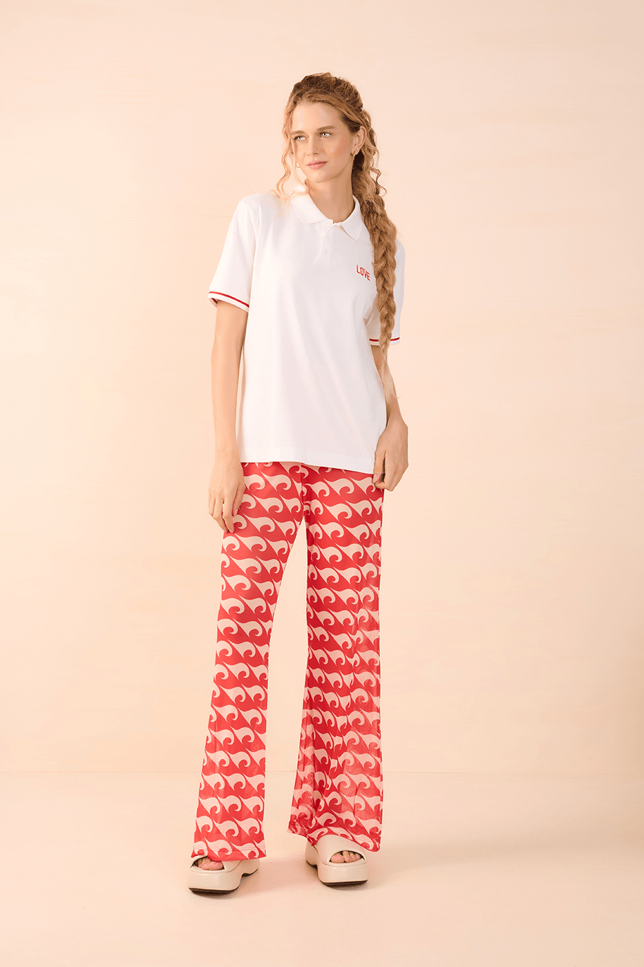 Red Embroidered Polo Shirt