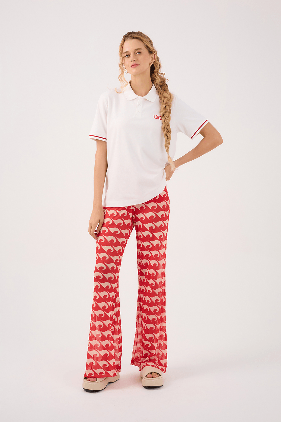 Red Embroidered Polo Shirt