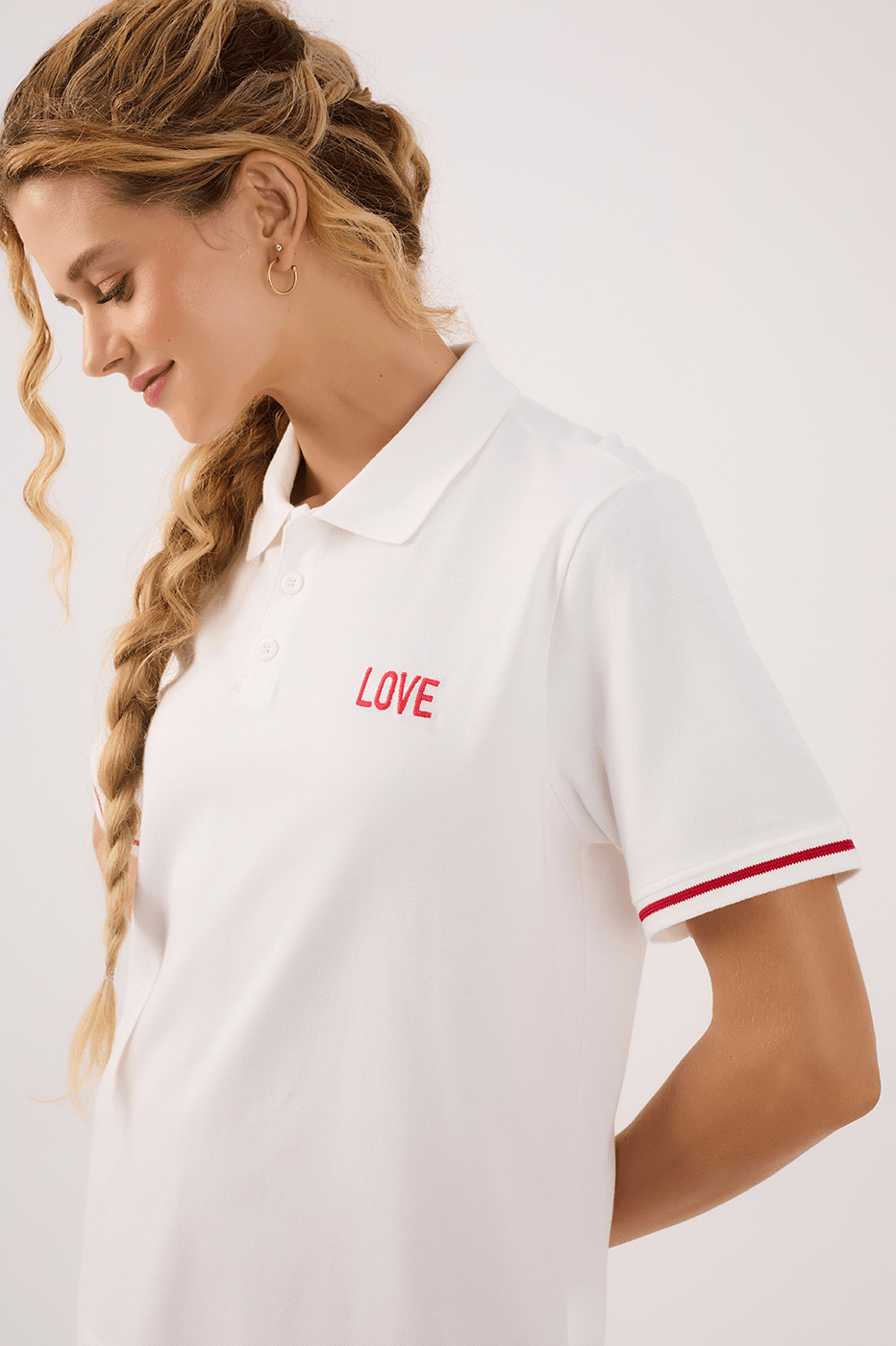 Red Embroidered Polo Shirt