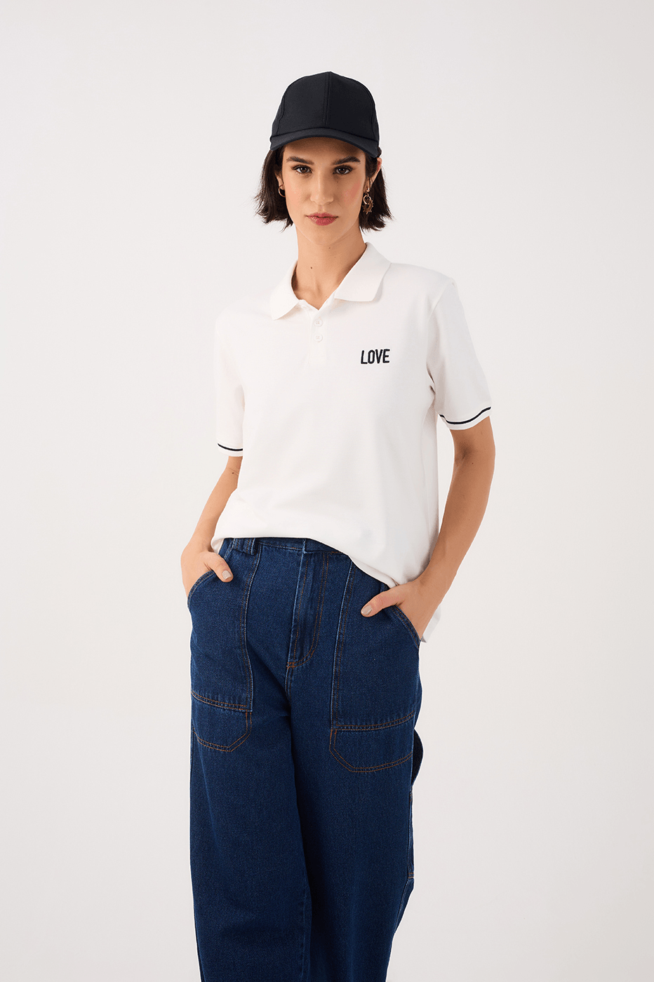 Black Embroidered Polo Shirt