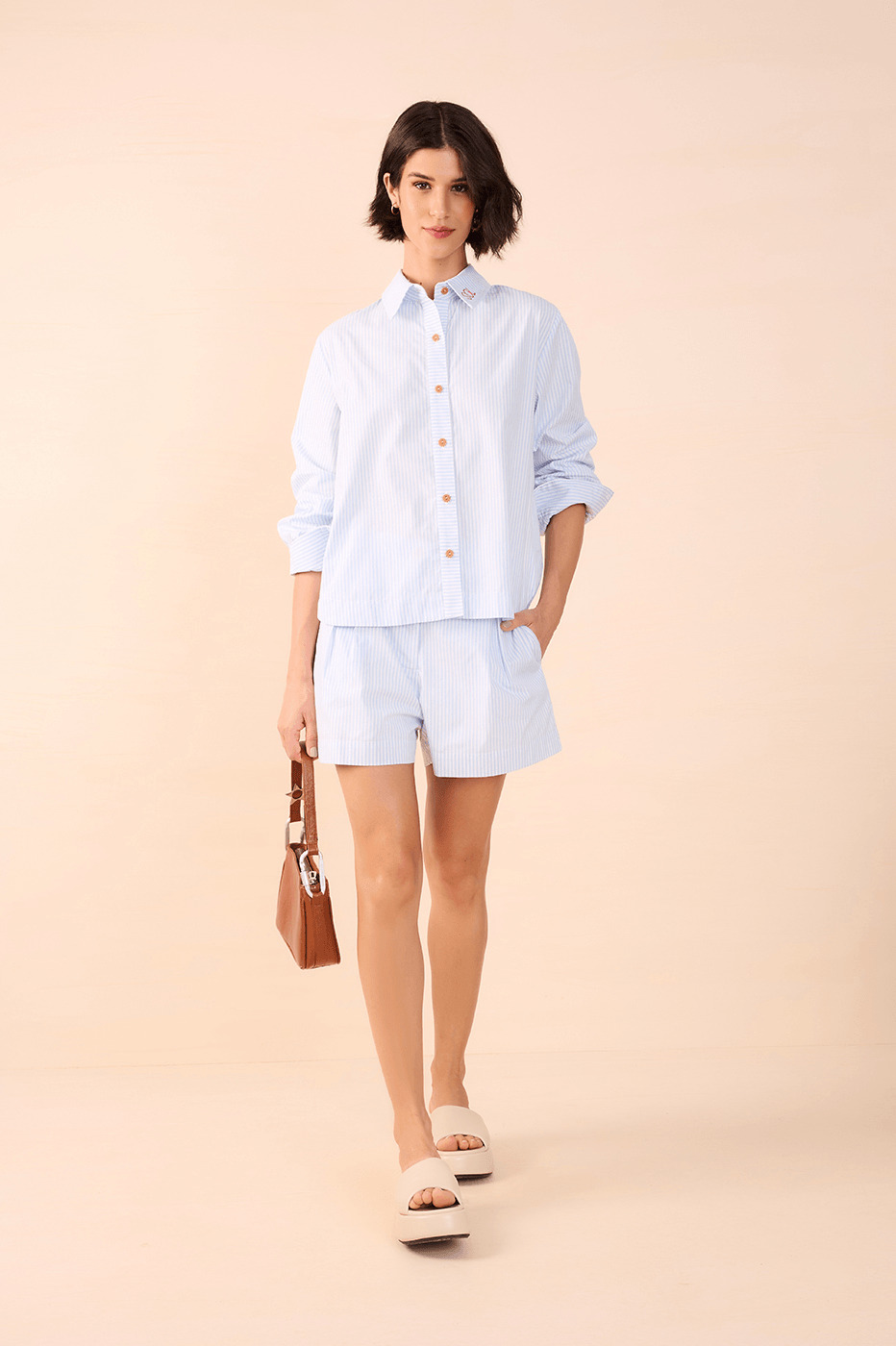 Embroidered Striped Tailored Shirt