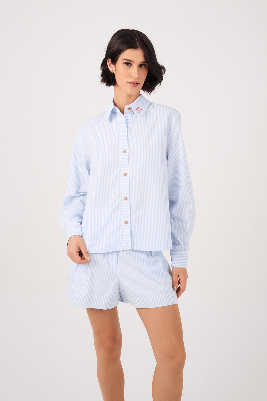 Embroidered Striped Tailored Shirt