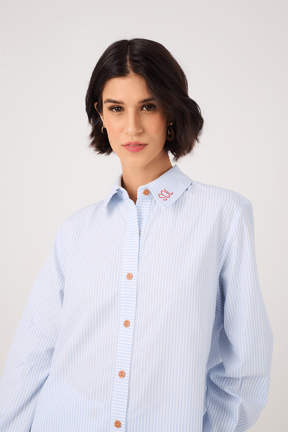 Embroidered Striped Tailored Shirt