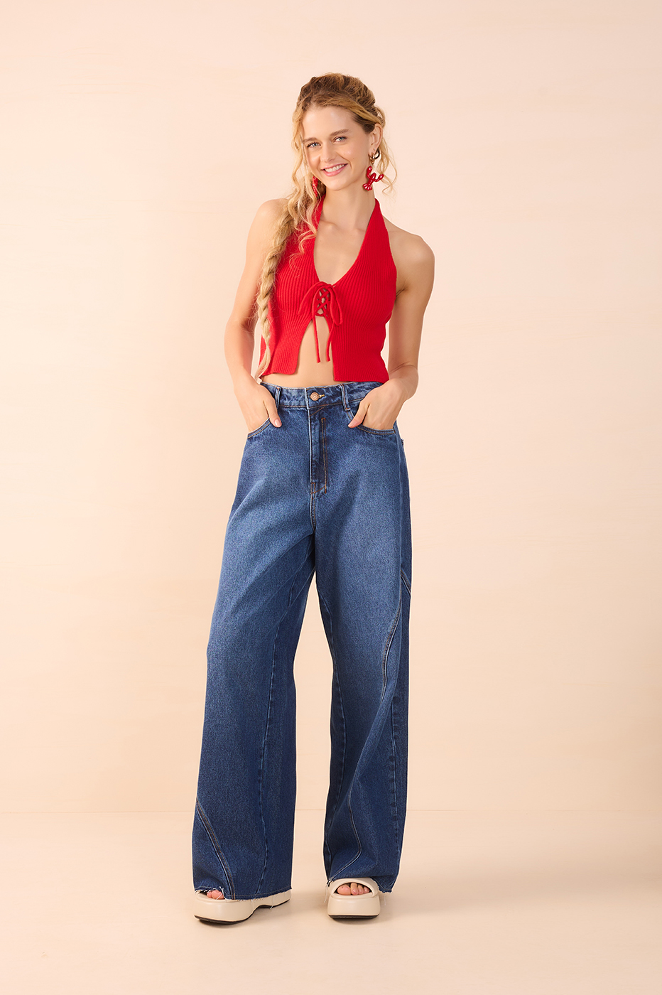 Knit Tie Front Crop Top_1