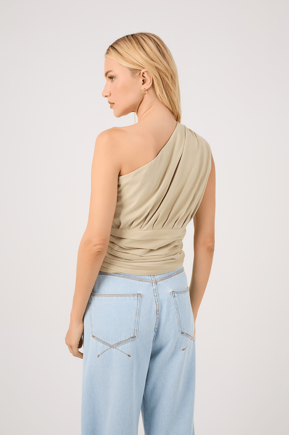 Green One-Shoulder Blouse