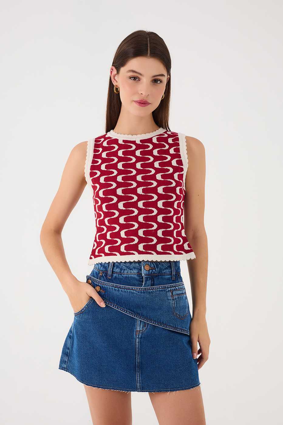 Red Copanema Print Knit Top_2