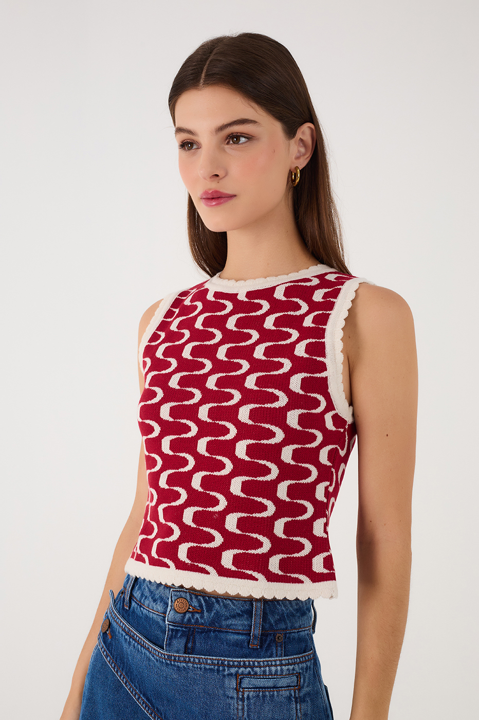 Red Copanema Print Knit Top_3