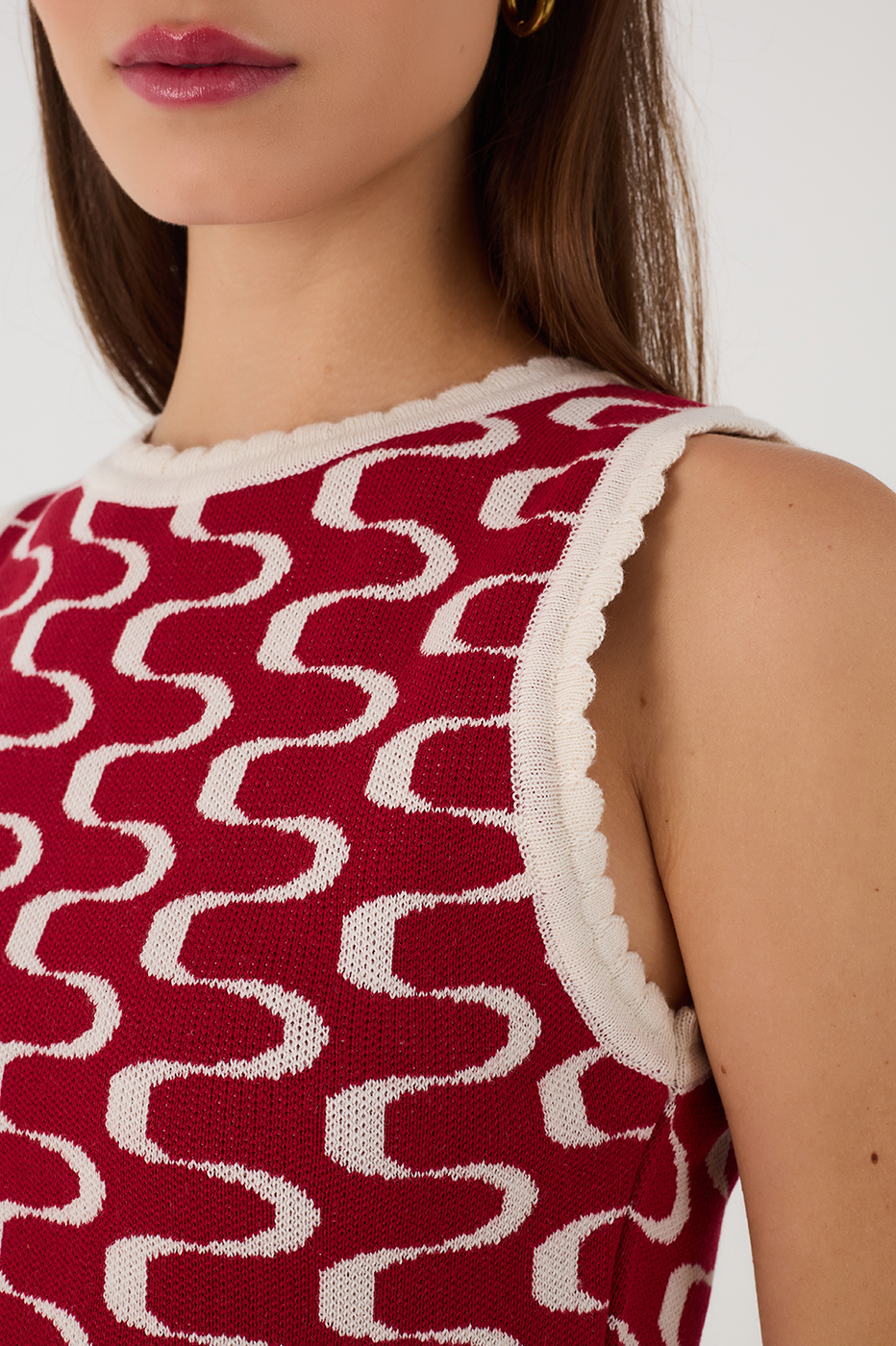 Red Copanema Print Knit Top_5