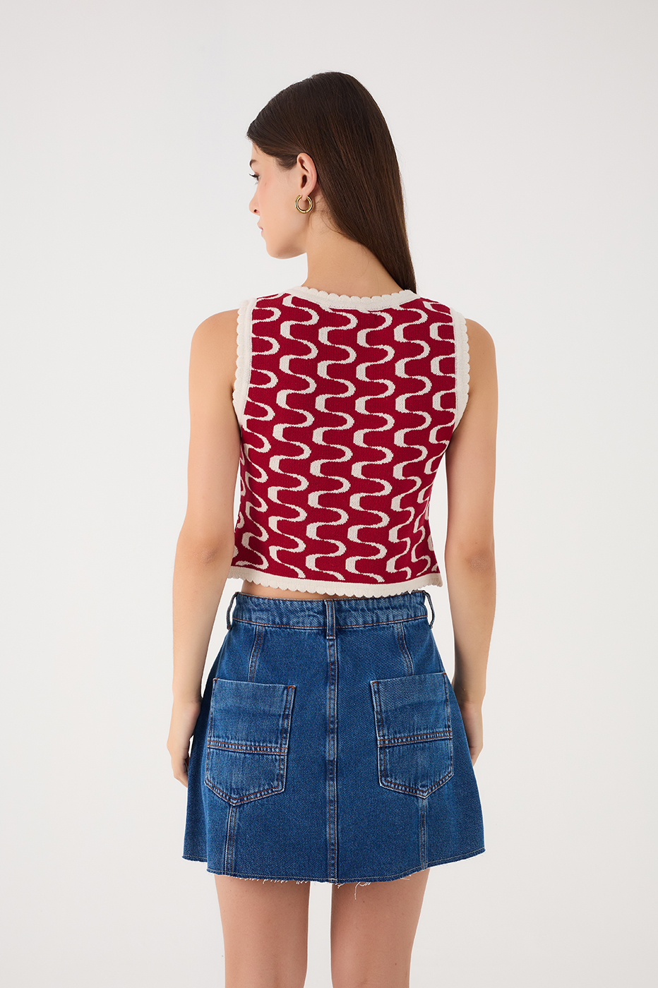 Red Copanema Print Knit Top_6