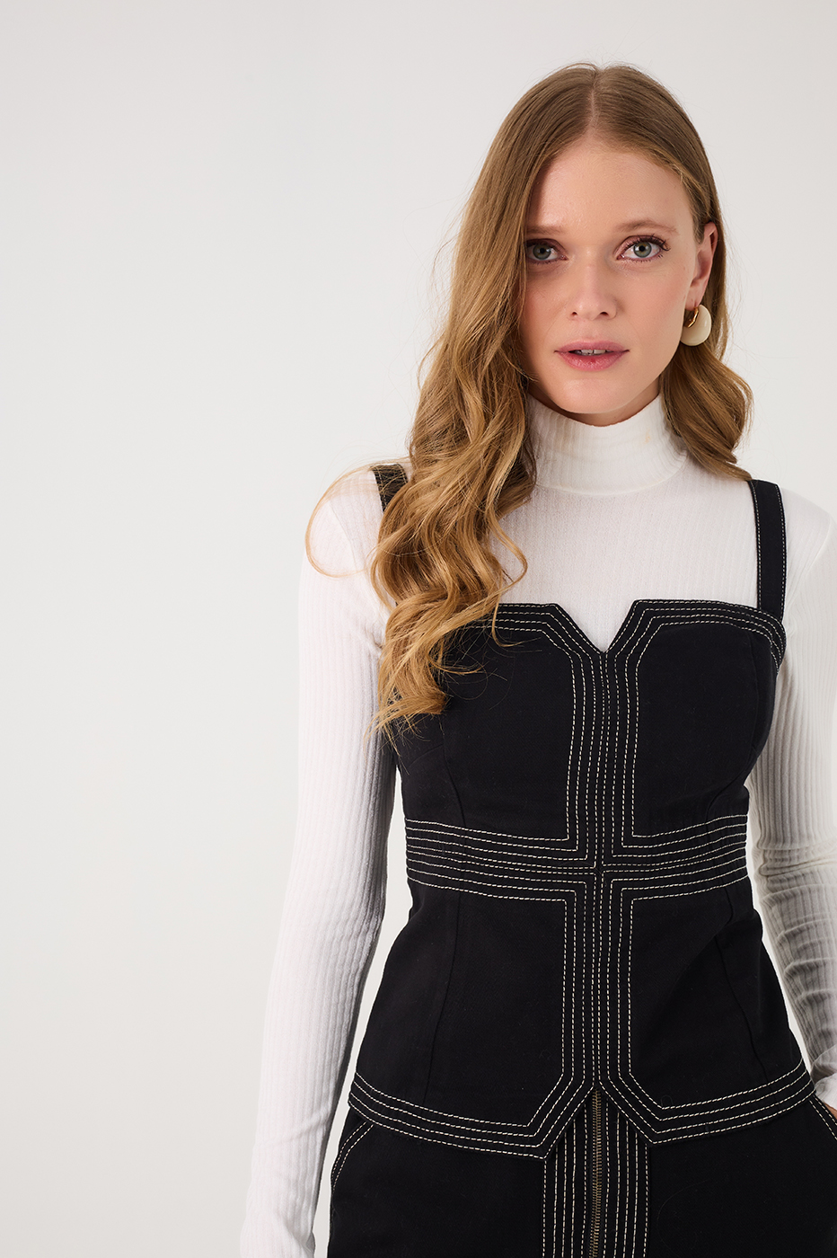 Black Sleeveless Asymmetric Corset Top