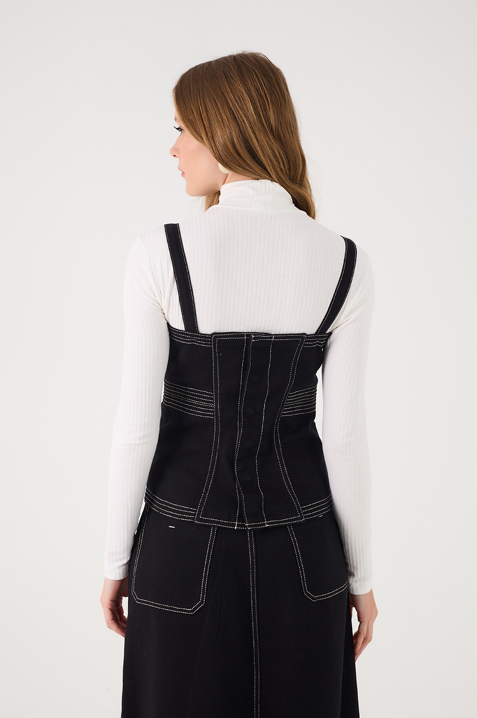 Black Sleeveless Asymmetric Corset Top