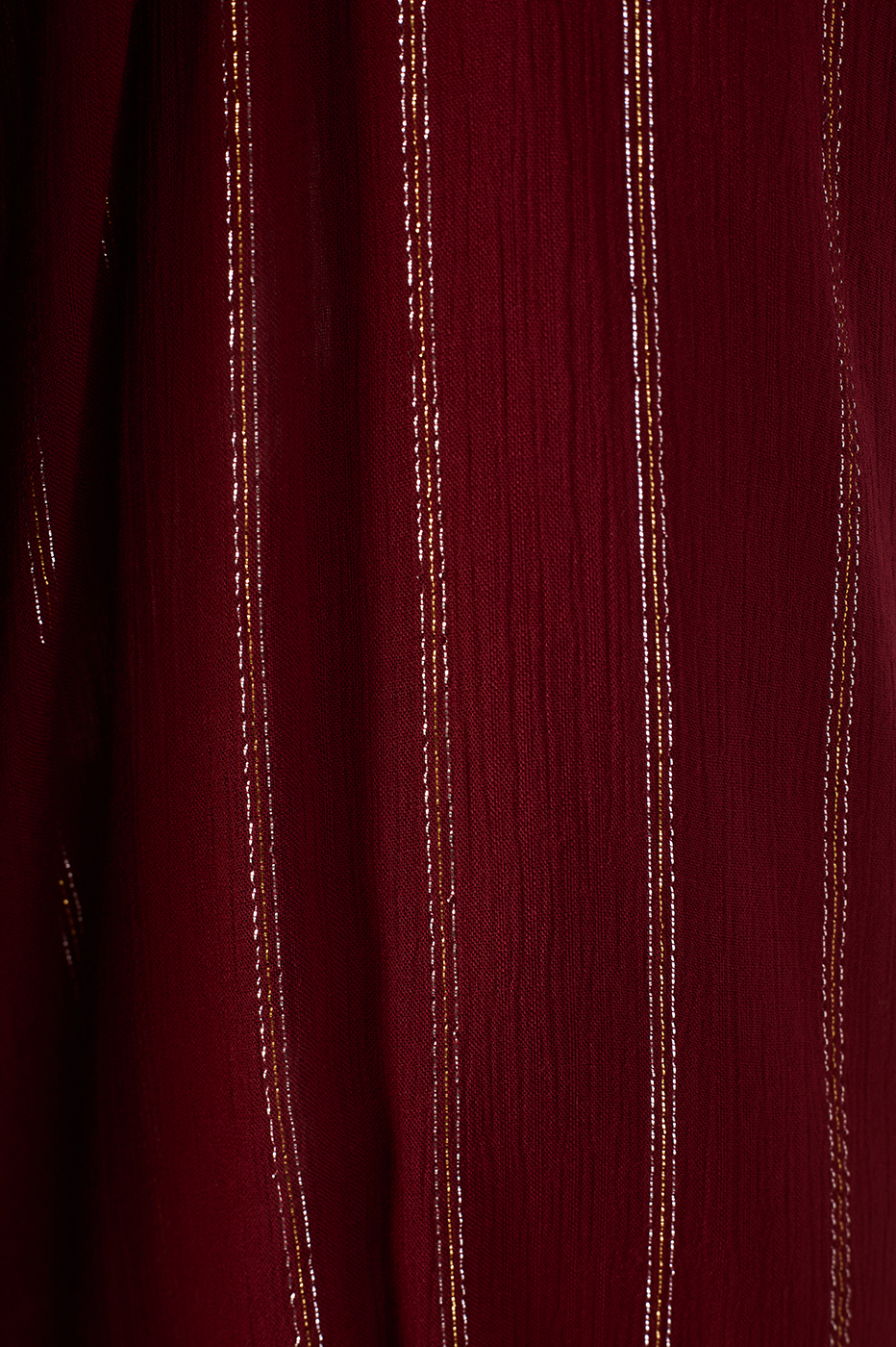 Wine Bossa Lurex Buttoned Wide Blouse
