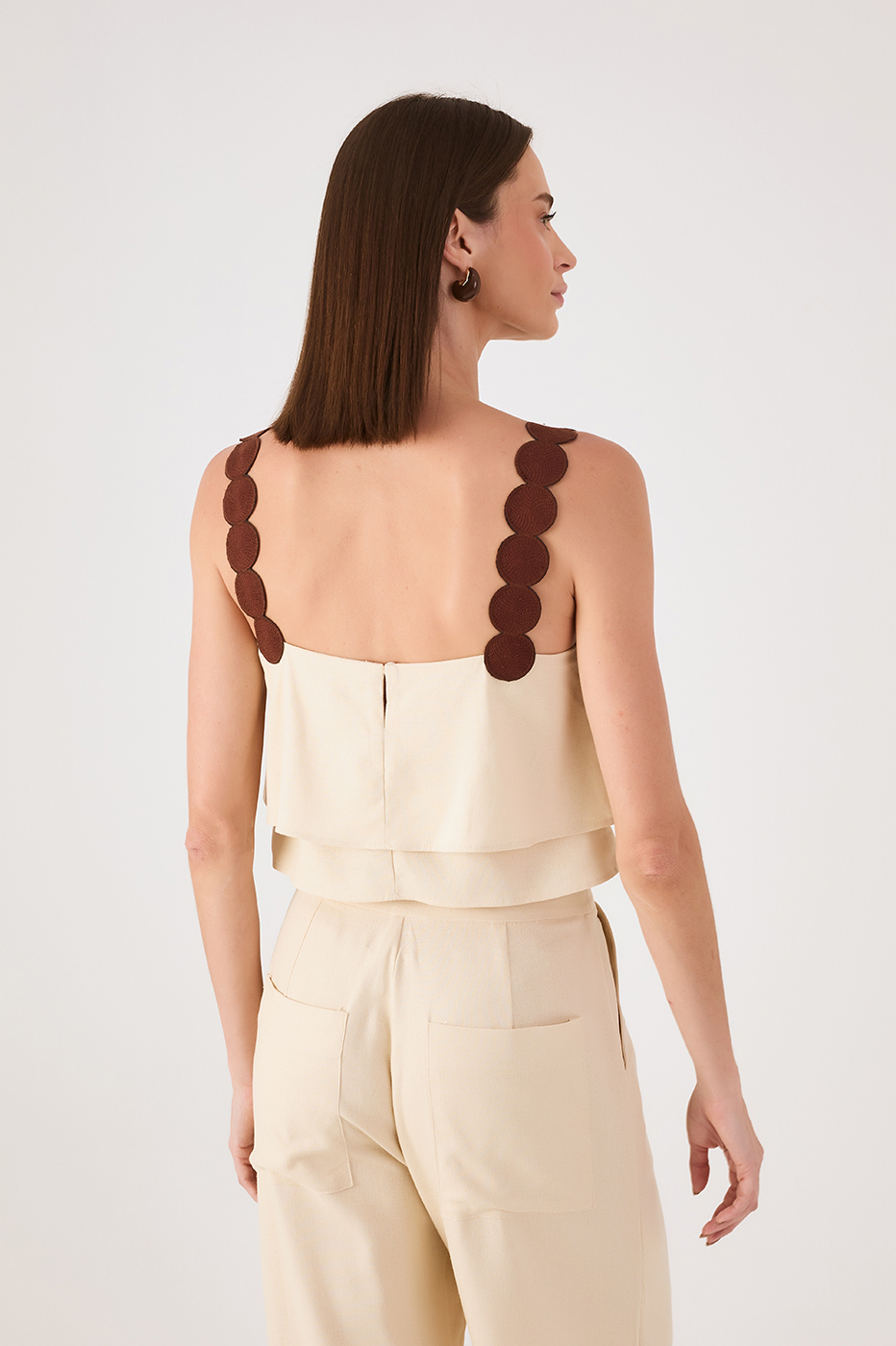 Off-White Embroidered Straps Layered Top