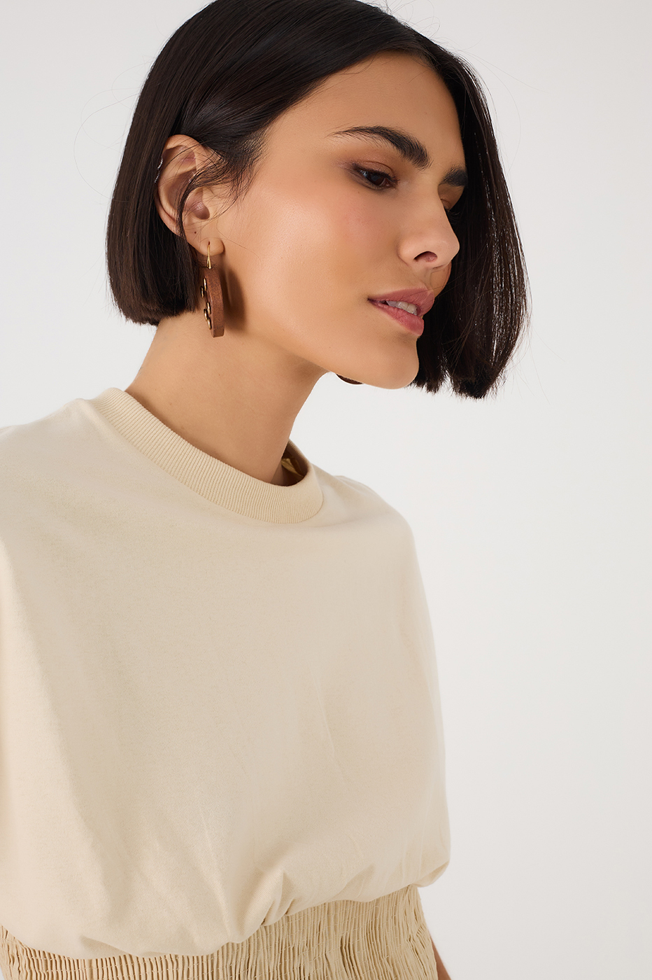 Off White Waist Smocked T-Shirt_4