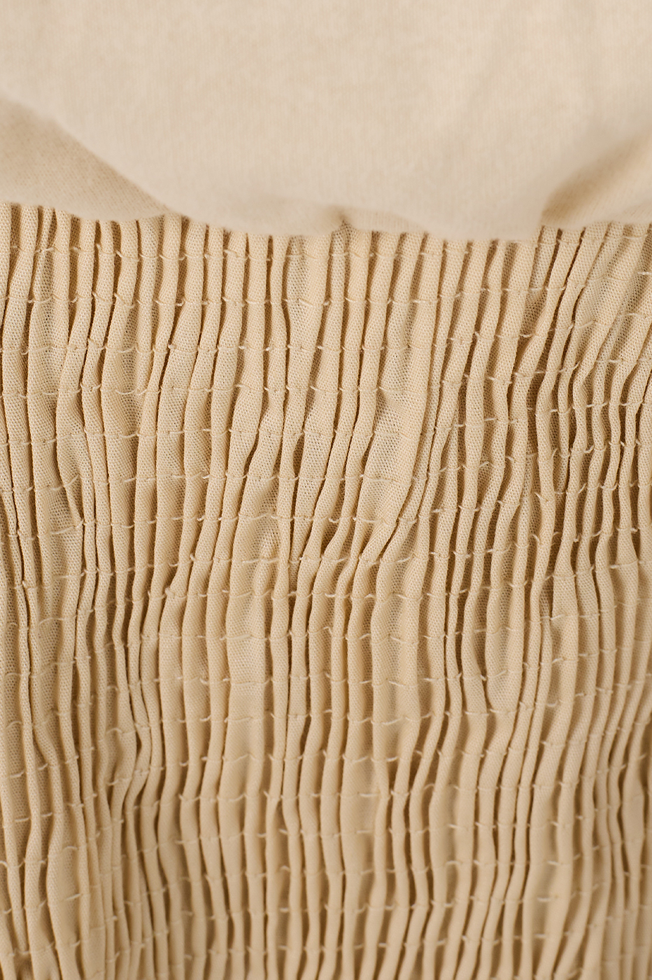 Off White Waist Smocked T-Shirt