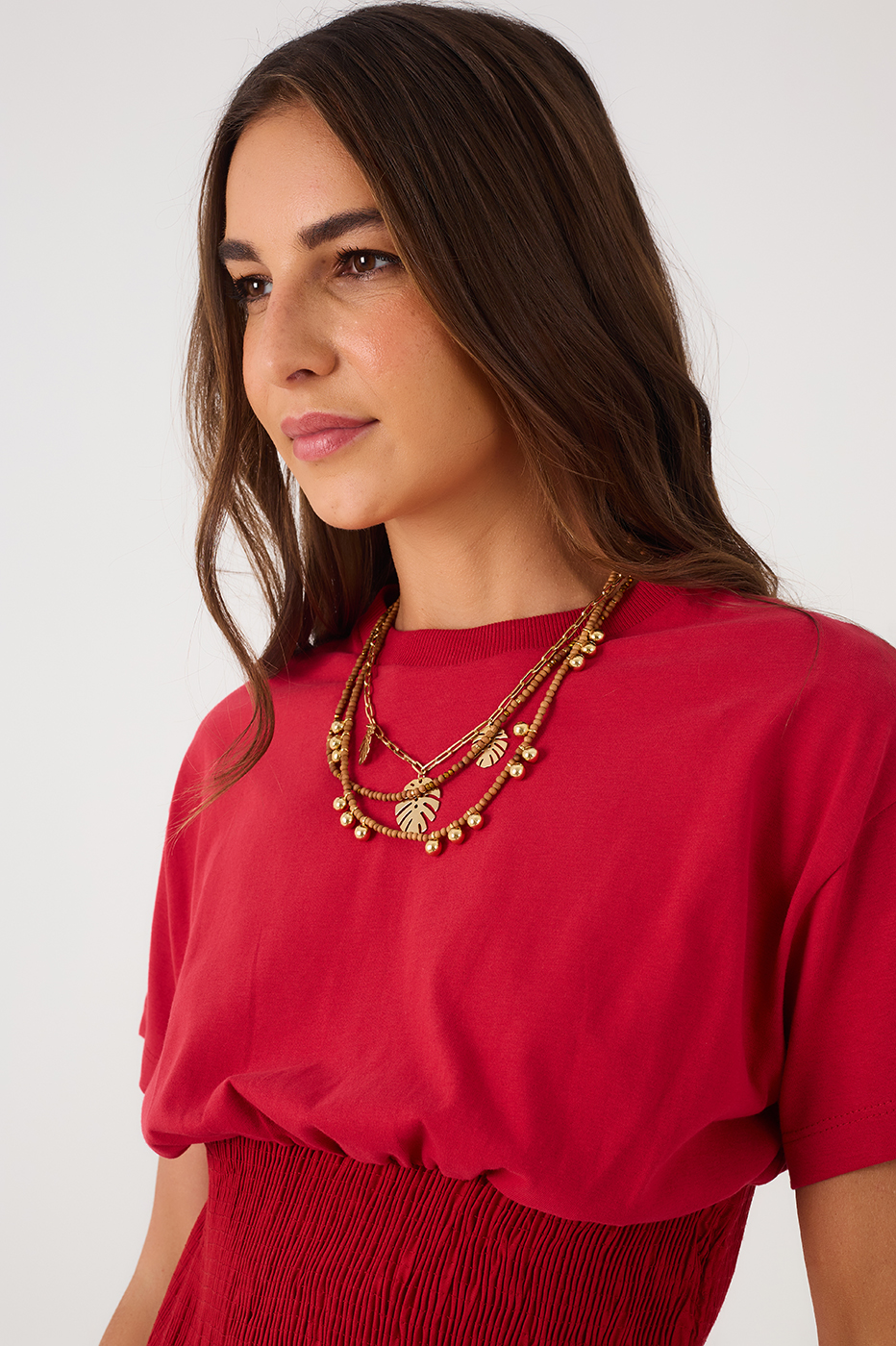 Red Encanto Waist Smocked T-Shirt_4