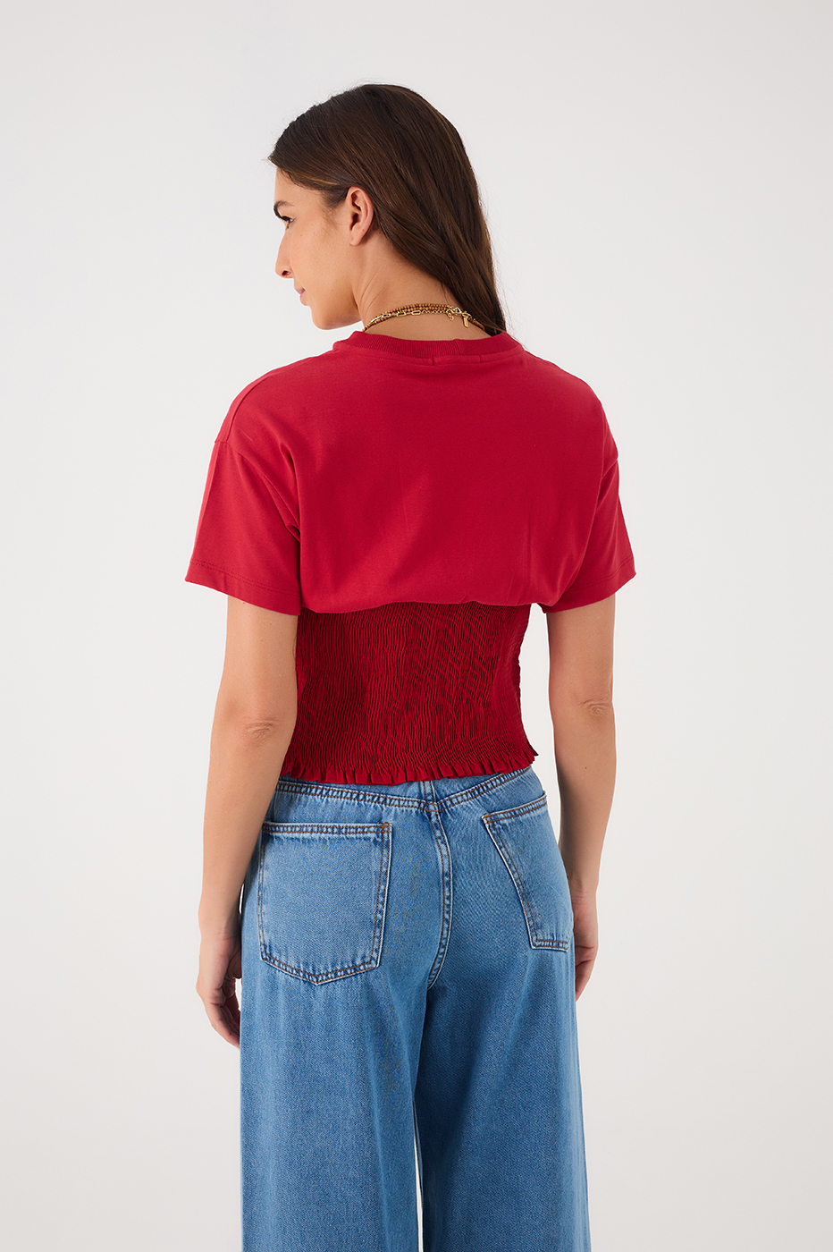 Red Encanto Waist Smocked T-Shirt