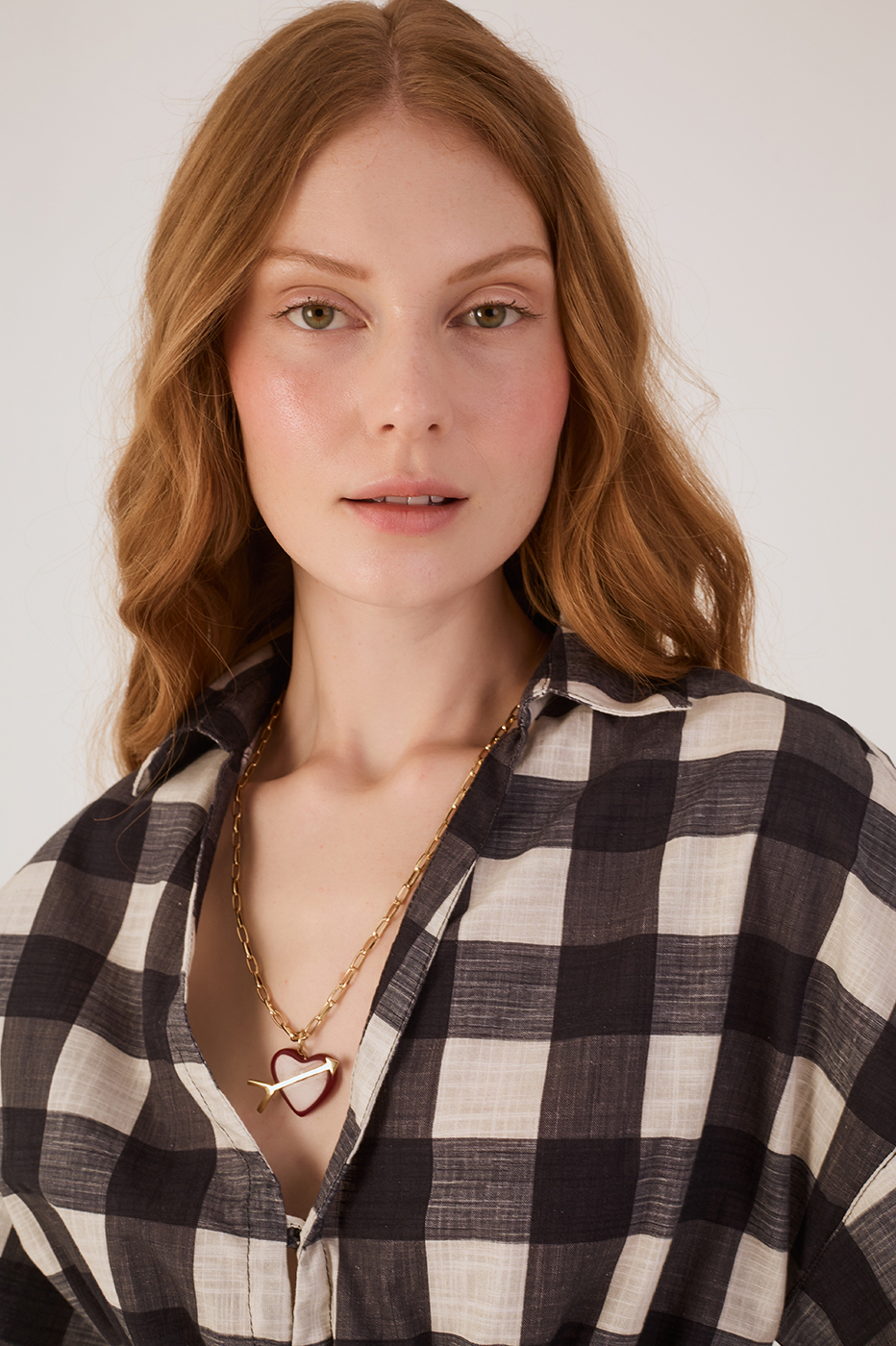 Black Plaid V Neck Smocked Short Sleeve Blouse