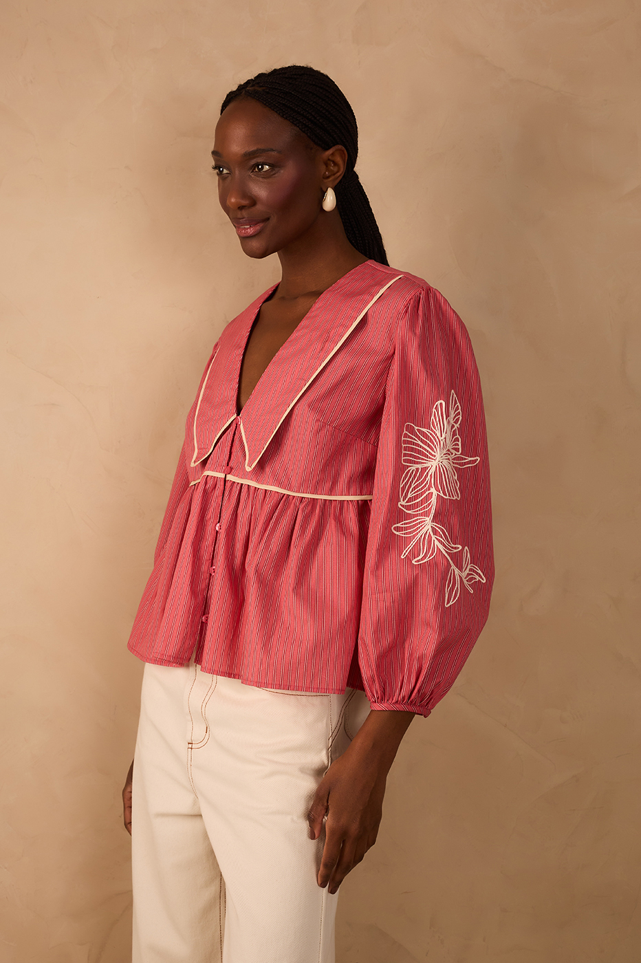 Striped Embroidered Blouse_1