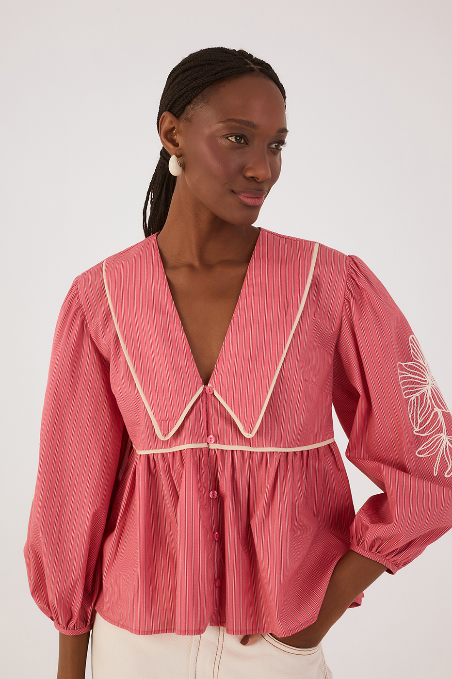 Striped Embroidered Blouse_3