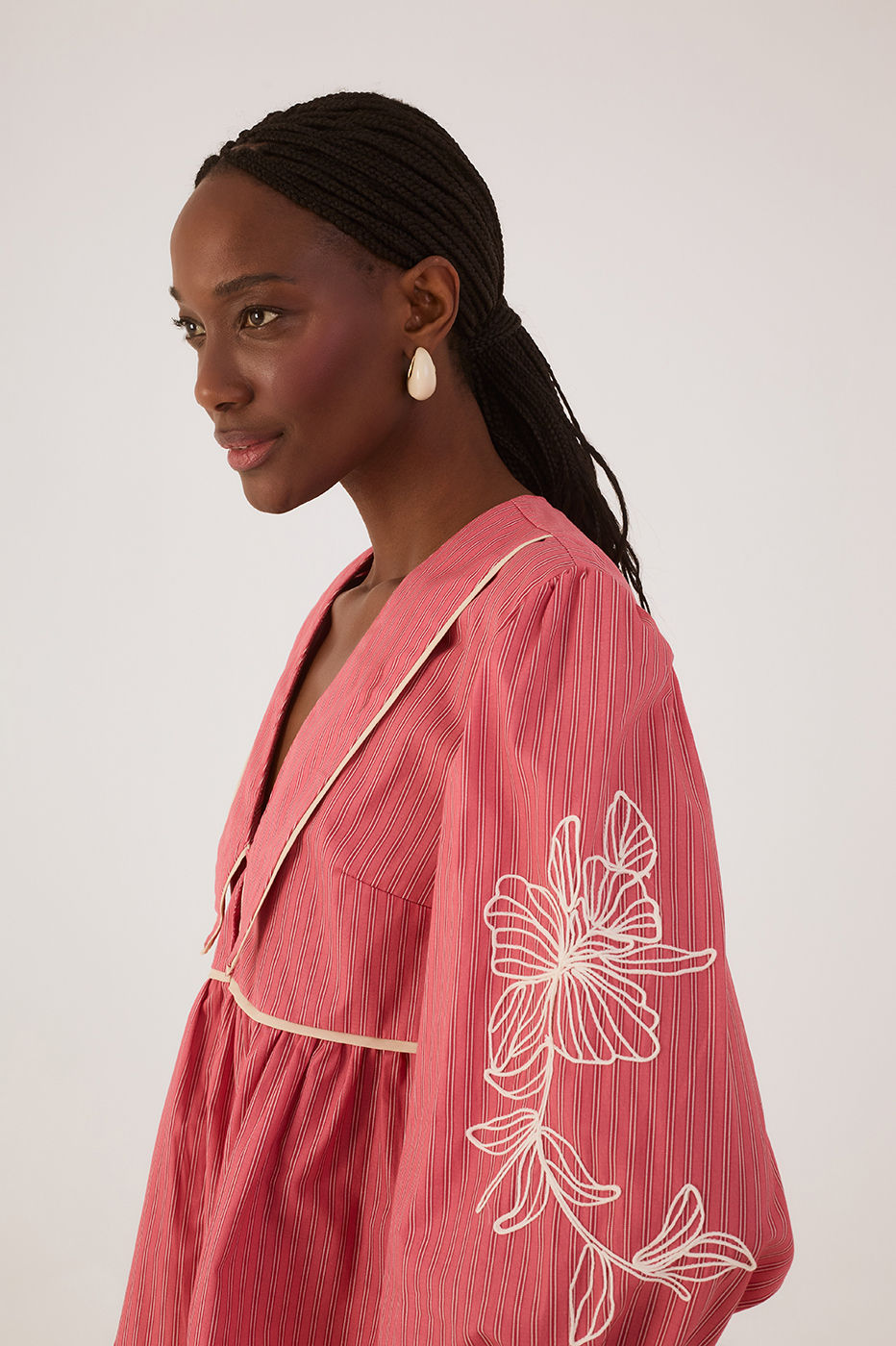 Striped Embroidered Blouse_5