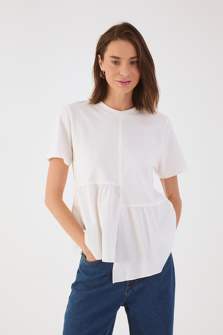 Off-White Asymmetric Ruffle T-Shirt