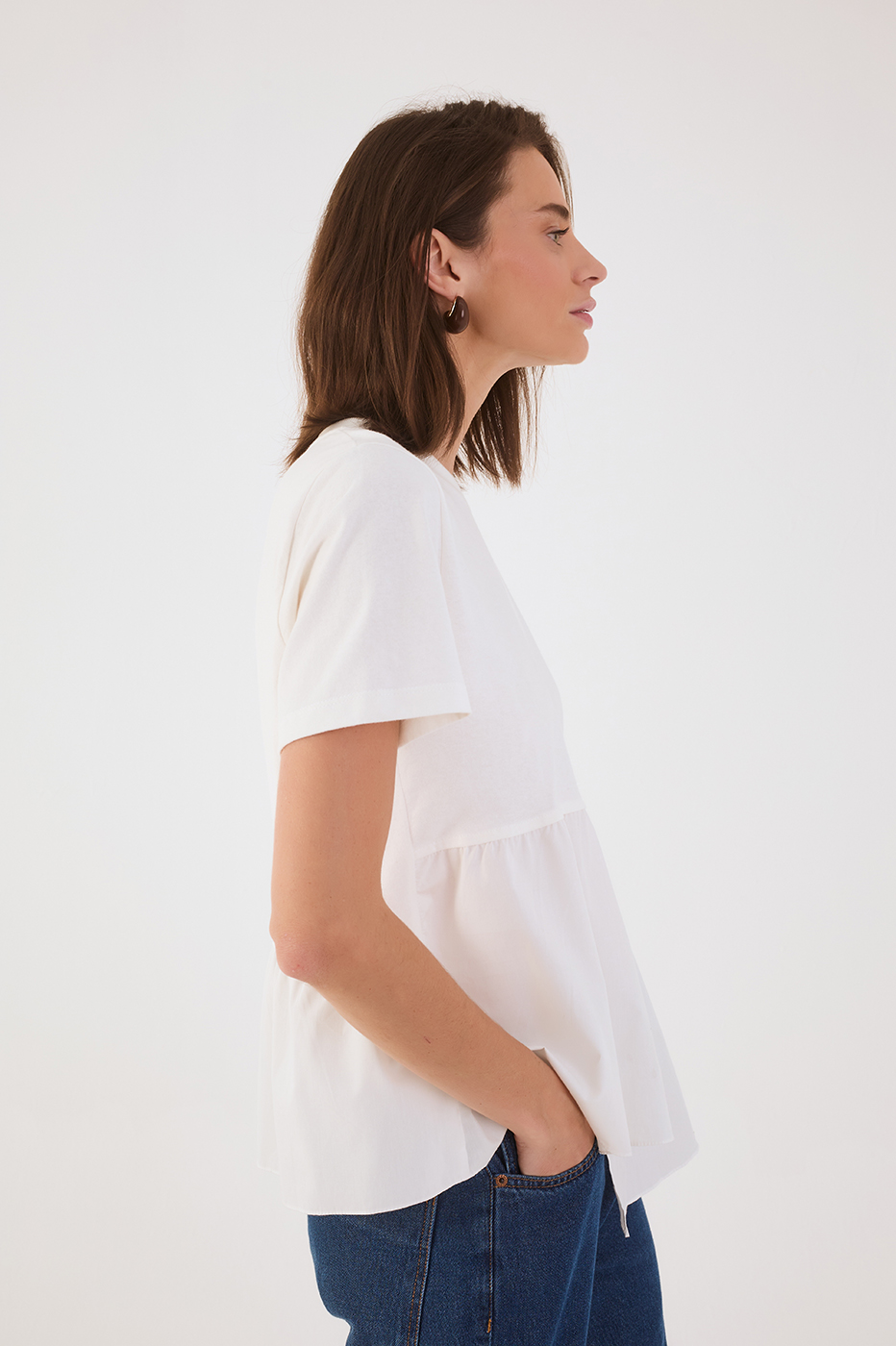 Off-White Asymmetric Ruffle T-Shirt