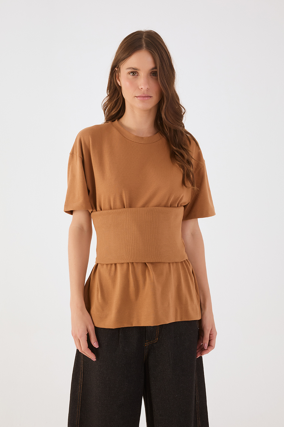 Beige Leme Crew Neck 3-in-1 Band T-Shirt