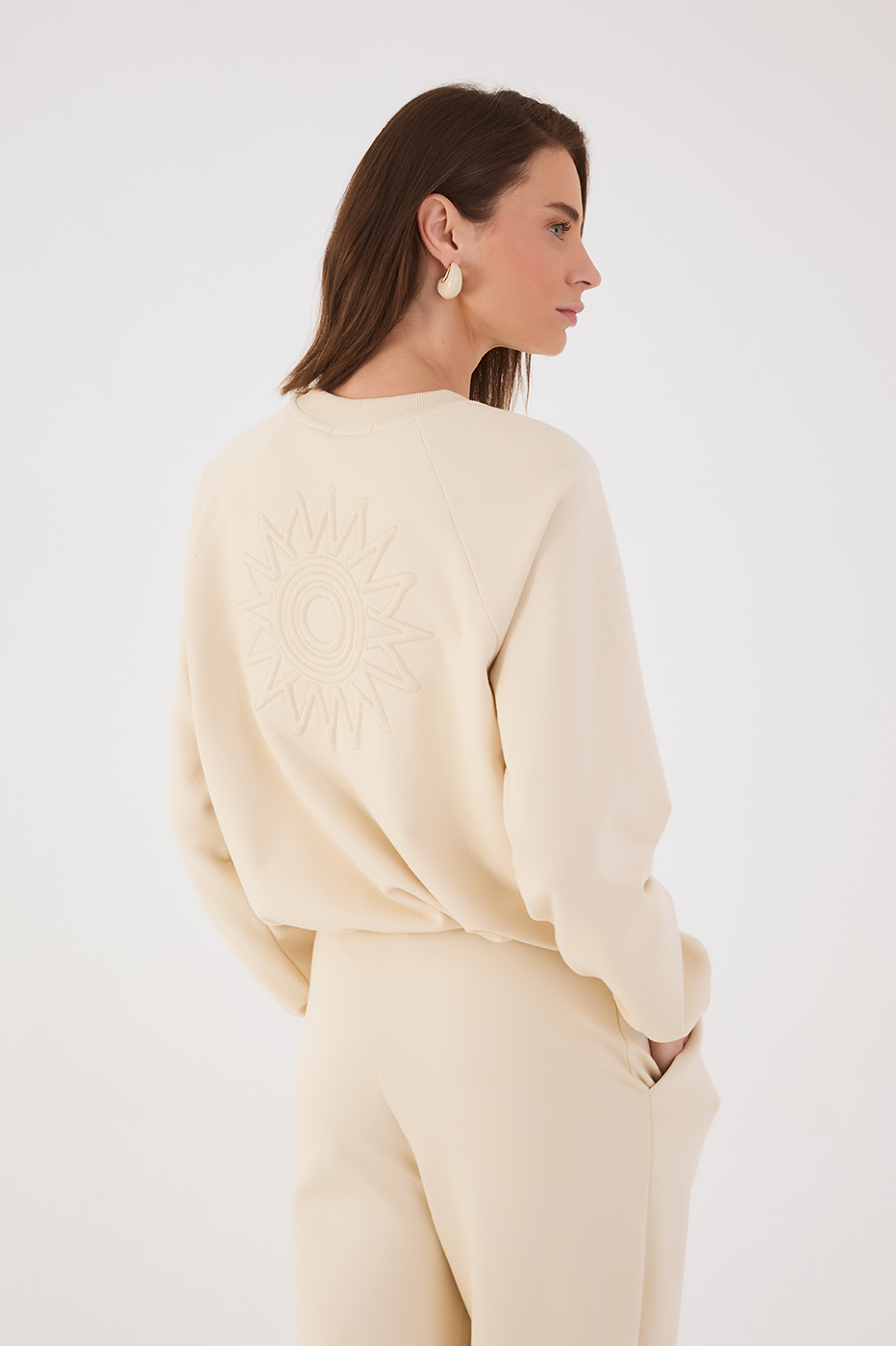 Off-White Embroidered Sun Crew Neck Sweatshirt